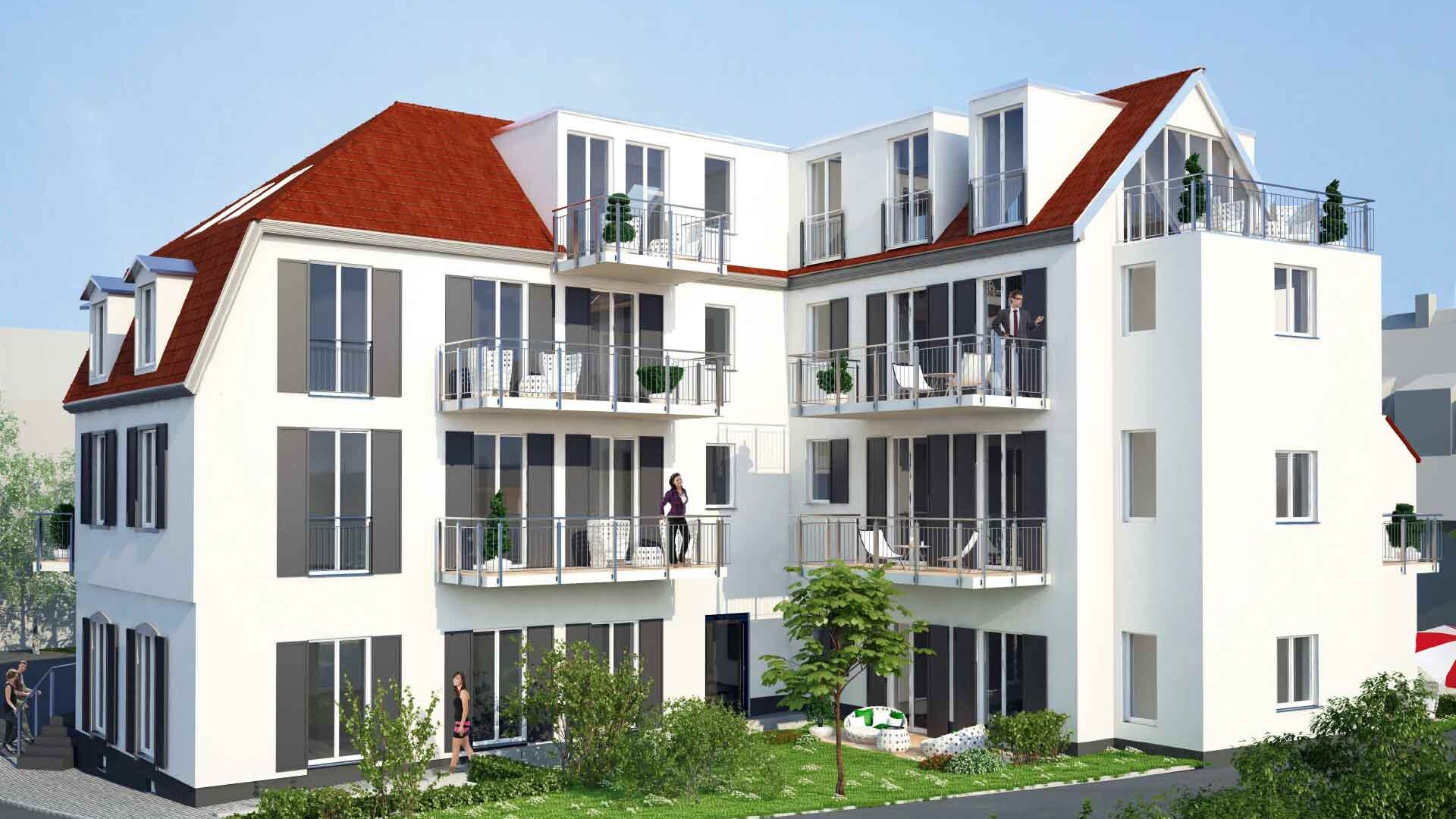 Visualisierung eines modernen vierstöckigen Hauses