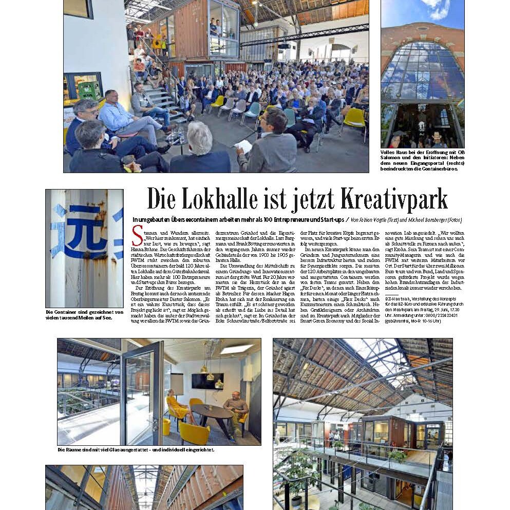Presseartikel Badische Zeitung zu Lokhalle als Kreativpark