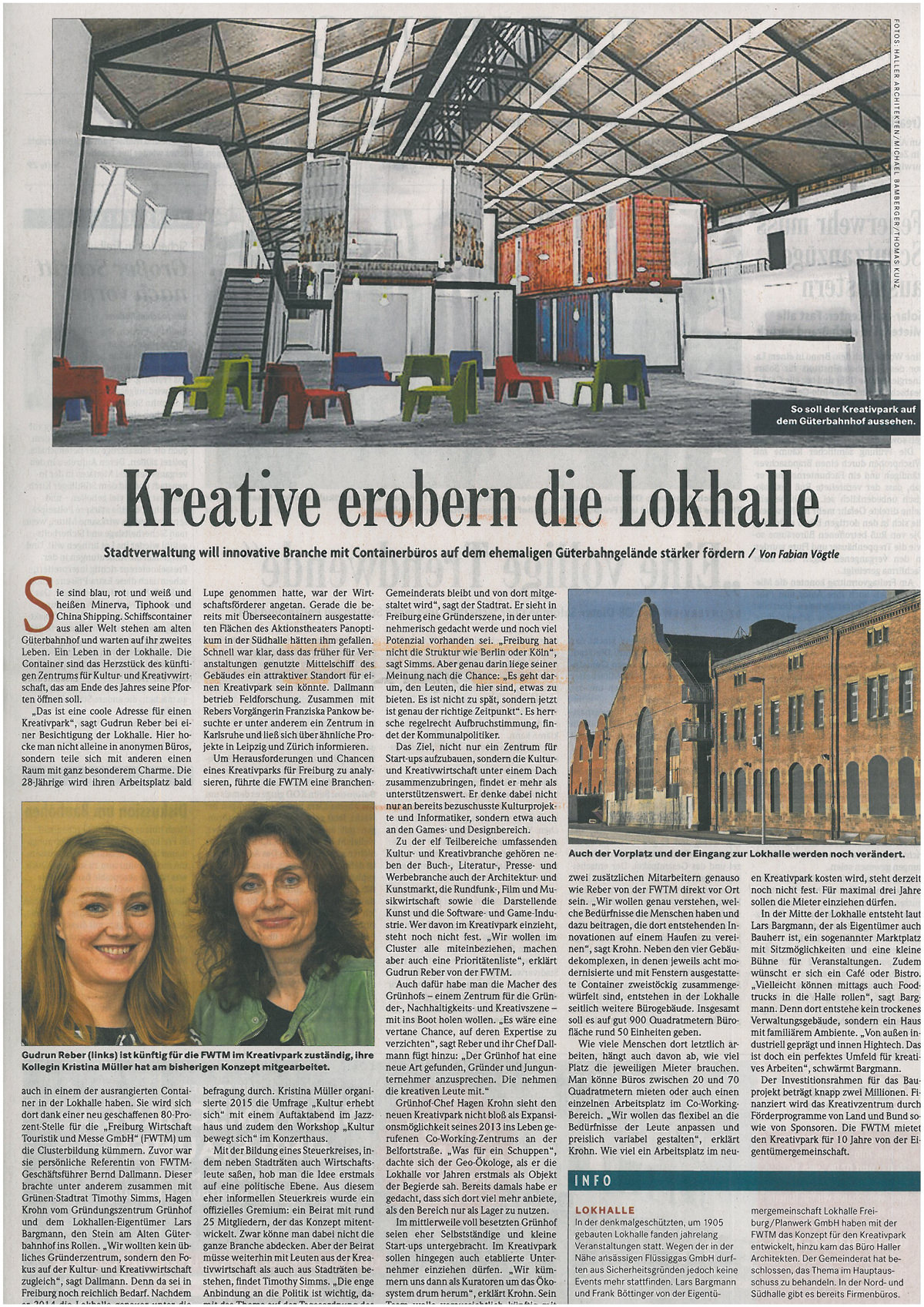 Presseartikel Badische Zeitung zu Kreative in der Lokhalle Freiburg