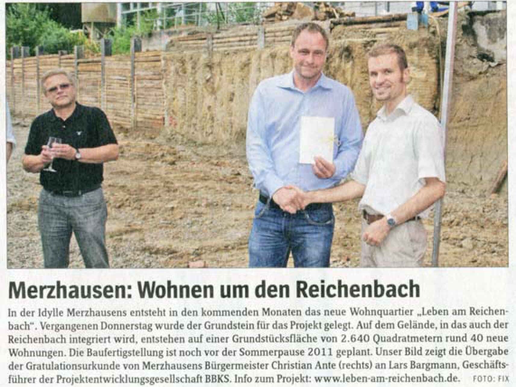 Presseartikel Freiburger Wochenbericht zu Lichthäuser Merzhausen