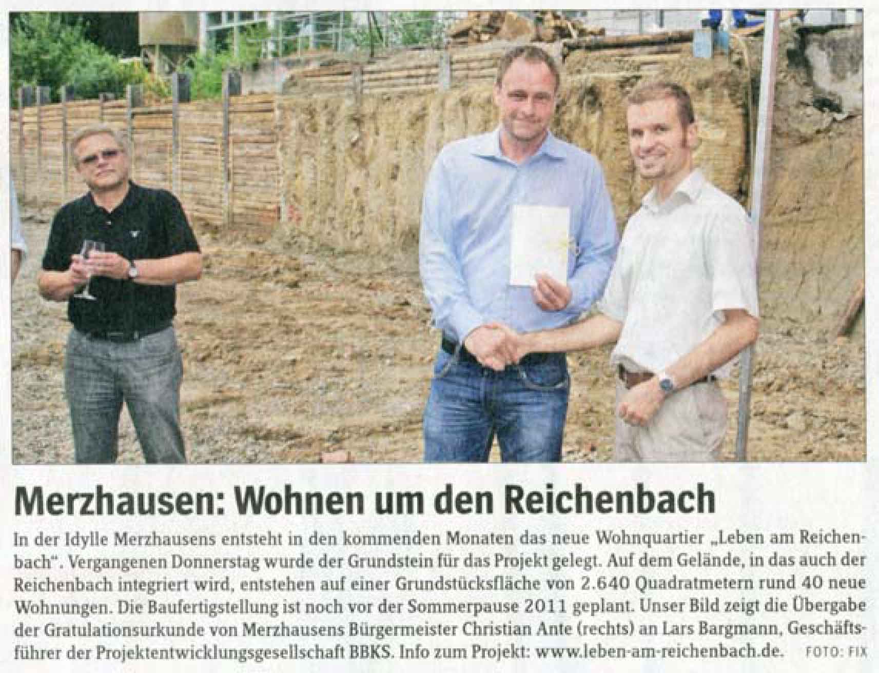 Presseartikel Freiburger Wochenbericht zu Lichthäuser Merzhausen