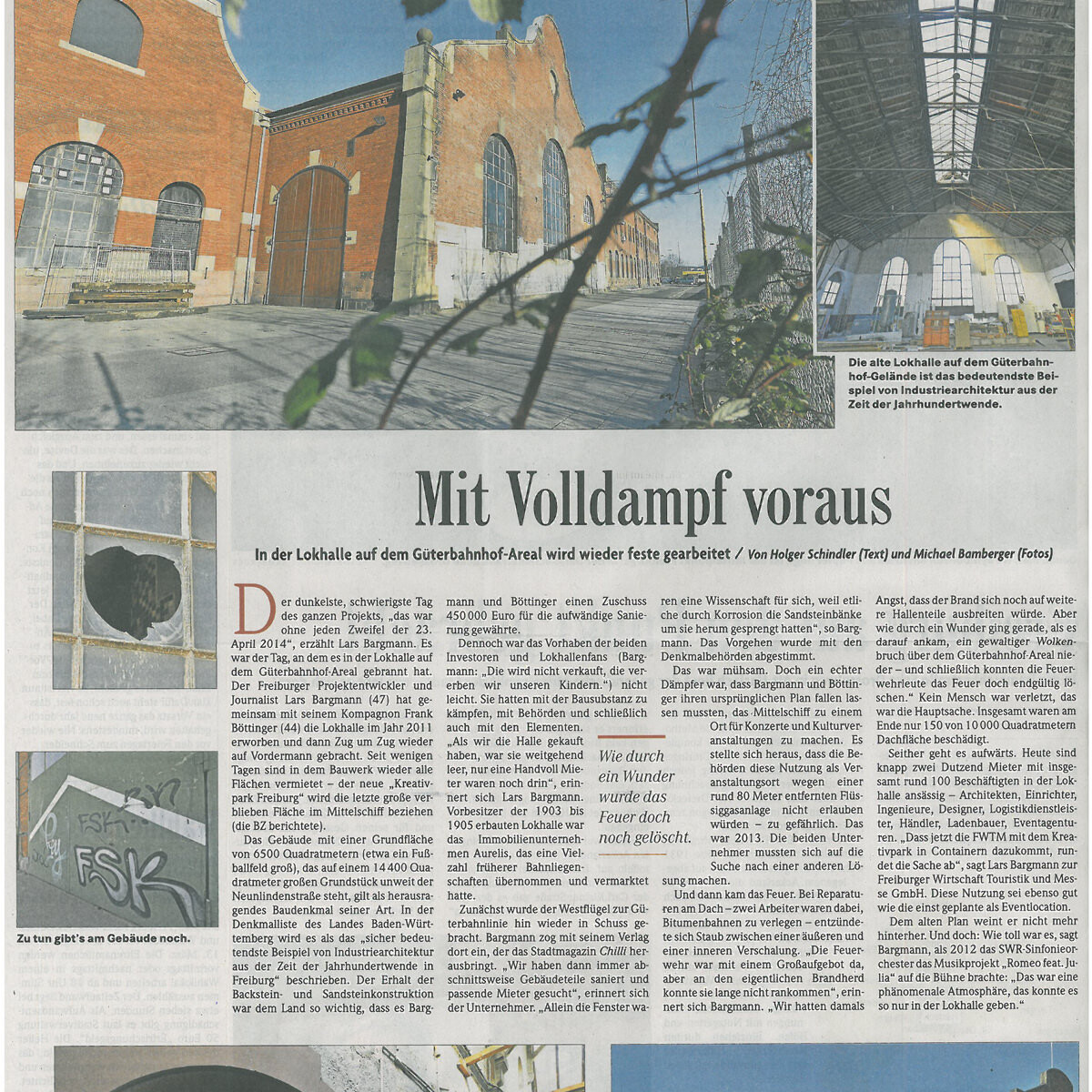 Presseartikel Badische Zeitung zu Lokhalle Bauvortschritt