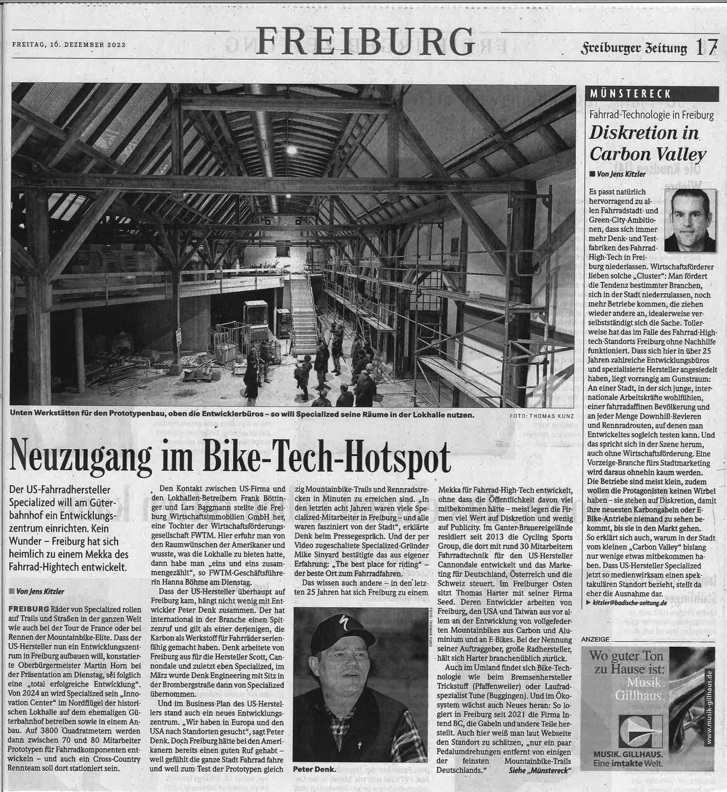 Presseartikel Freiburger Zeitung zu Lokhalle Firmenmiter Specialized